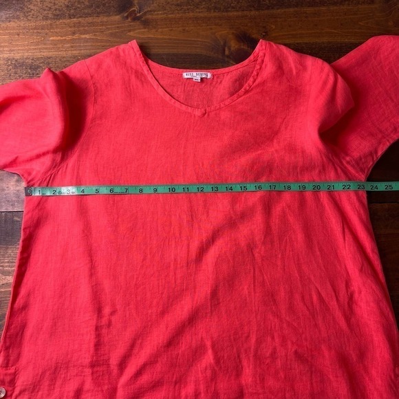 Russ Berens Coral Grenadine 100% linen Relaxed Fit Half Sleeve Top Women's XL - Picture 6 of 7